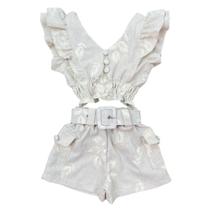 Look Infantil De Ano Novo Cropped E Short Bordado Lançamento