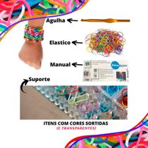 Loom Band Pulseira Elástico Monsertail Rainbow Agulha Regua Super Kit