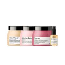 Loreal Cronograma Abs Repair 500ml + Pro Longer 500ml + Vitamino Color 500ml + Oleo 30ml
