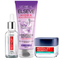 LOréal Hialurônico Kit Creme Facial Anti-Idade Noturno + Sérum Preenchedor Facial + Creme Capilar Noturno