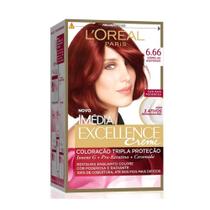 LOréal Imédia Excellence Coloração Creme - 6.66 Vermelho Acetinado - Loréal paris LOréal Imédia Excellence Coloração Creme - 6.66 Vermelho Acetinado - Loréal paris