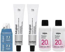 Loreal Kit 2 Coloração Majirel 7.1 Louro Acinzentado 50g + 2 Água Oxigenada 20v 75ml
