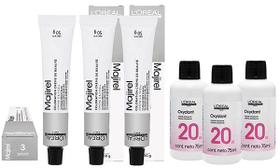 Loreal Kit 3 Coloração Majirel 1 Preto 50g + 3 Água Oxigenada 20v
