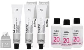 Loreal Kit 3 Coloração Majirel 5.0 Castanho Claro Profundo 50g + 3 Água Oxigenada 20v
