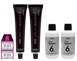 Loreal Kit Dia Richesse c/2 Tonalizantes 50g 9.01 Gelo + 2 Rev. 6v 75 ml