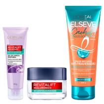 LOréal Paris Kit Gel de Limpeza Facial Profunda Antioleosidade + Gel Creme Facial Antioleosidade + Creme Noturno Cachos