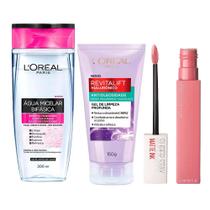 LOréal Paris + Maybelline Kit - Água Micelar Bifásica + Gel de Limpeza Antioleosidade + Batom Líquido Longa Duração Dreamer LOréal Paris + Maybelline Kit - Água Micelar Bifásica + Gel de Limpeza Antioleosidade + Batom Líquido Longa Duração Dreamer