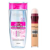 LOréal Paris + Maybelline Kit - Água Micelar Solução de Limpeza + Corretivo Sand LOréal Paris + Maybelline Kit - Água Micelar Solução de Limpeza + Corretivo Sand
