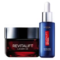 LOréal Paris Revitalift Kit Sérum Facial Antirrugas Noturno Retinol 30ml + Creme Anti-Idade Laser X3 50ml