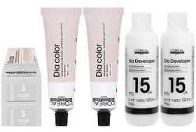 Loreal Tonalizante Kit 2 Dia Color 3 Castanho Escuro 60g + 2 Rev. 15 vol. 120 ml
