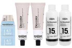 Loreal Tonalizante Kit 2 Dia Color 6.1 Louro Escuro Acinzentado 60g + 2 Rev. 15 vol. 120 ml