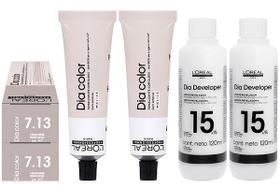 Loreal Tonalizante Kit 2 Dia Color 7.13 Louro Bege 60g + 2 Rev. 15 vol. 120 ml Loreal Tonalizante Kit 2 Dia Color 7.13 Louro Bege 60g + 2 Rev. 15 vol. 120 ml