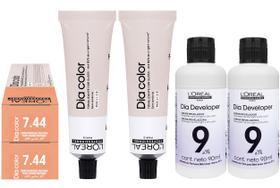 Loreal Tonalizante Kit 2 Dia Color 7.44 Louro Acobreado Profundo 60g 2 Rev. 9 vol. Loreal Tonalizante Kit 2 Dia Color 7.44 Louro Acobreado Profundo 60g 2 Rev. 9 vol.