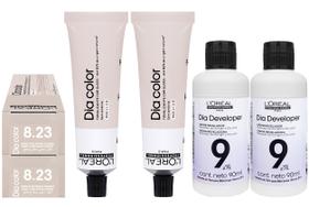 Loreal Tonalizante Kit 2 Dia Color 8.23 Louro Claro Irisado Dourado 60g 2 Rev. 9 vol.