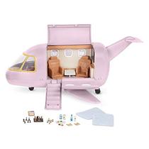 Lori Dolls Jato de Luxo Avião para Mini Bonecas Jato de Brinquedo e Acessórios para Bonecas de 6 Polegadas Asas Dobráveis Jogo de Xadrez e Comida de Jogo 3 Anos +