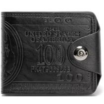LOTE 100 CARTEIRAS DÓLAR MASCULINA COURO LEGÍTMO COWBOY TRAVA COUNTRY Cor:Preto COR:PRETO