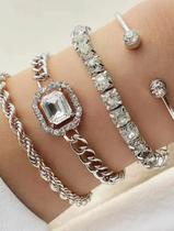 Lote 4 Pulseiras Femininas Banhadas a Prata 925