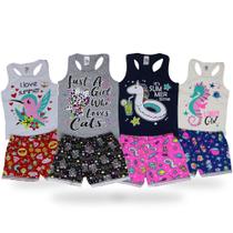 Lote 8 peças de roupa infantil de Verão 4 Conjuntos para Meninas de 1 a 8 amos
