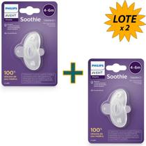 Lote C/ 2 - Chupeta 100% Silicone Avent Soothie 4-6M Transp