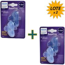 Lote c/ 2 - Chupeta 100% Silicone Avent Soothie Dupla Azul