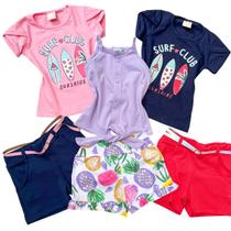 Lote Com 3 Conjuntos Infantil Meninas Verão