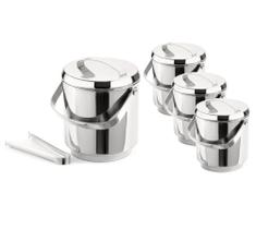 Lote Conjunto 4 Baldes Gelo Inox 2,3L Com Balde Interno