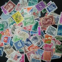Lote De 100 Selos Postais Antigos Vintage De Marcas Diferentes Do Mundo Todo Com Marca De Postagem