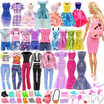 Lote de 36 itens: Barwa Fashion Dresses, blusas, calças para boneca de 11,5 polegadas Lote de 36 itens: Barwa Fashion Dresses, blusas, calças para boneca de 11,5 polegadas