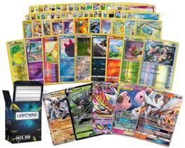 Lote de cartas Pokémon com 100 cartas com a caixa Legendary Ultra Rare +