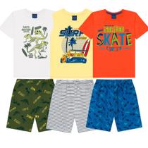 Lote Kit 3 Conjunto de Roupa Infantil de Verão Menino Lote Kit 3 Conjunto de Roupa Infantil de Verão Menino