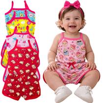 lotinho 4 macacão infantil menina estampadomacaquinho bebe tecido leve primavera verão
