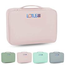 Lotus78 Bolsa de Maquiagem. Bolsa de higiene pessoal elegante para mulheres. Saco de maquilhagem com organizador de escovas. Bolsa de Maquiagem de Viagem para Meninas. Organizador de Saco de Maquiagem com Saco Cosmético Pequeno Destacável. (Rosa)