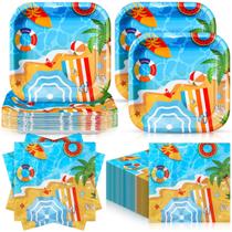 Louça Zhehao, 72 peças, pratos e guardanapos para festas na piscina, 18 cm Louça Zhehao, 72 peças, pratos e guardanapos para festas na piscina, 18 cm