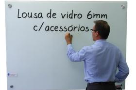 Lousa 1,00 x 0,80 quadro vidro 6mm escolar escrita escrever branco com suporte canetão apagador 100x80 cm OU 80X100