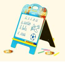 Lousa 2 em 1 branca e preta O gato de botas 350 - Mdf - Junges Brinquedos 7897858313504