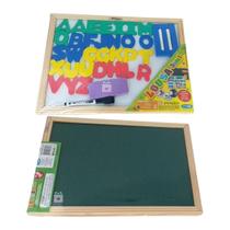 Lousa a Giz e Quadro Branco Magnético Dupla Face 40x30 cm com Letras Educativo - Cortiarte - 3 anos