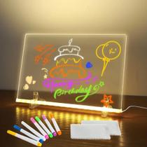 Lousa Acrílica Led com Caneta Quadro Mesa Anotações
