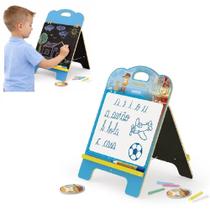 Lousa cavalete infantil gato de botas 2 em 1 kit completo