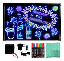 Lousa de Vidro Luminosa Letreiro de Led 70X50cm + canetas coloridas fonte bivolt e bateria Lousa de Vidro Luminosa Letreiro de Led 70X50cm + canetas coloridas fonte bivolt e bateria