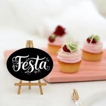 Lousa Decorativa Oval Com Tripé Mesa Aniversário