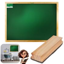 Lousa Escolar 70x50cm Quadro Verde De Madeira Apagador Lousa Escolar 70x50cm Quadro Verde De Madeira Apagador