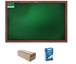 Lousa Escolar Quadro Verde 60x40cm + Apagador + Giz - SOUZA & CIA