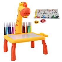 Lousa Girafa Com Projetor Desenho Interativo Infantil Mesinha Mágica Mesa Girafinha de Brinquedo Criança Desenhar Pintar