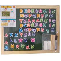 Lousa infantil magnetica grande dupla face 41 letras alfabeto completo ima giz