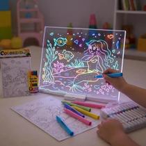 Lousa Interativa Infantil Luz Led Branca Mágica Para Desenho com 06 Canetinhas Lousa Interativa Infantil Luz Led Branca Mágica Para Desenho com 06 Canetinhas