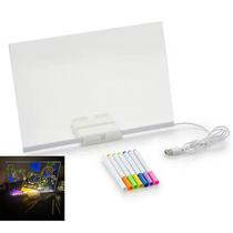 Lousa Luminaria LED Quadro Caneta Desenho Escrita Anotaçoes Recado Mesa Casa Quarto Escritorio Decoraçao