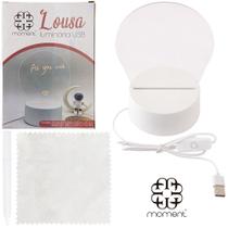 Lousa Luminaria Usb De Mesa De Acrilico 10 Leds + Caneta + Flanela E Base Plastico Moment 16,2x12,3x9,6cm