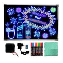 Lousa luminosa propaganda bivolt rgb 8 canetas +flanela 60x80 cm sc-1608 -471