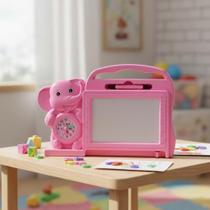 Lousa Mágica Grande Colorida Infantil com Caneta Magnética e Carimbos Joguinho Labirinto Relógio