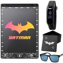 lousa magica lcd led + relogio digital + caixa + oculos sol qualidade premium presente preto batman prova dagua